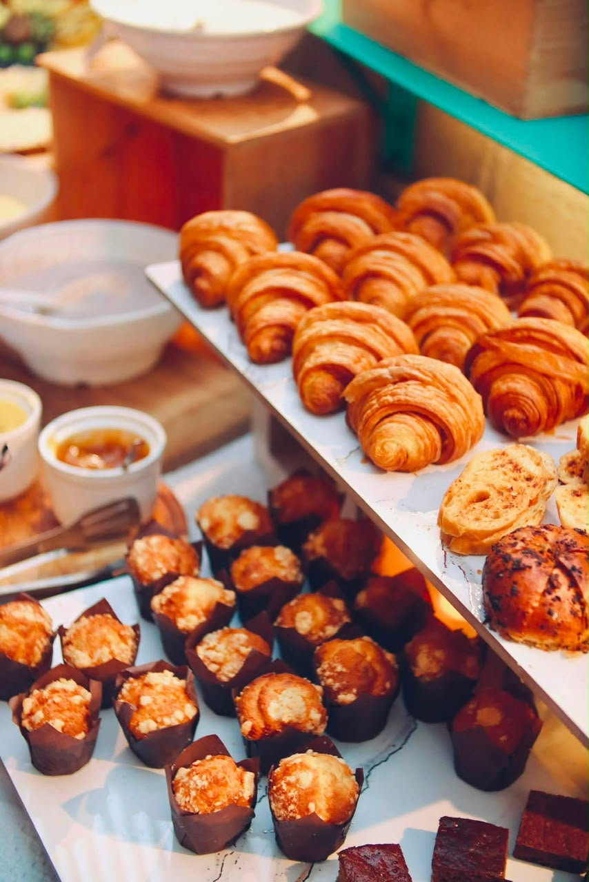 Croissants and muffins