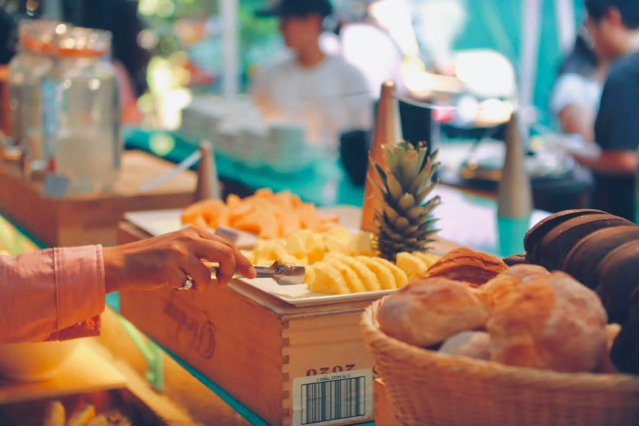 Fresh fruit and artisan bread station