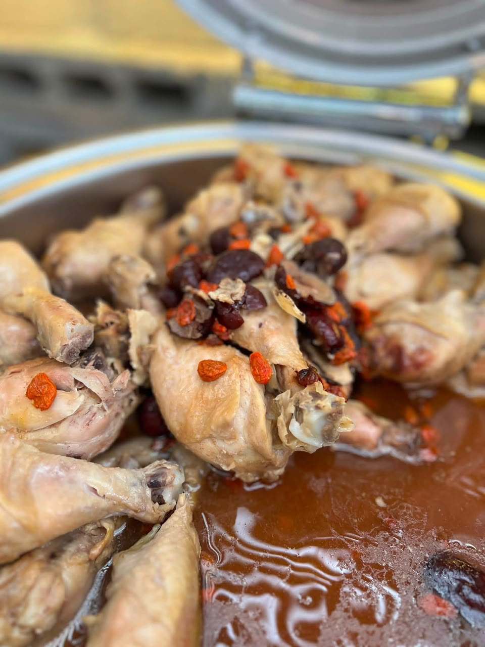 Herbal chicken at the breakfast buffet